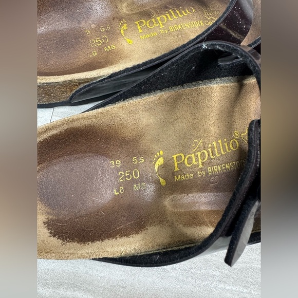 Papillio Florida Birkenstock Maroon Sparkly 3 Strap Sandals Size 39/8 - Picture 6 of 11